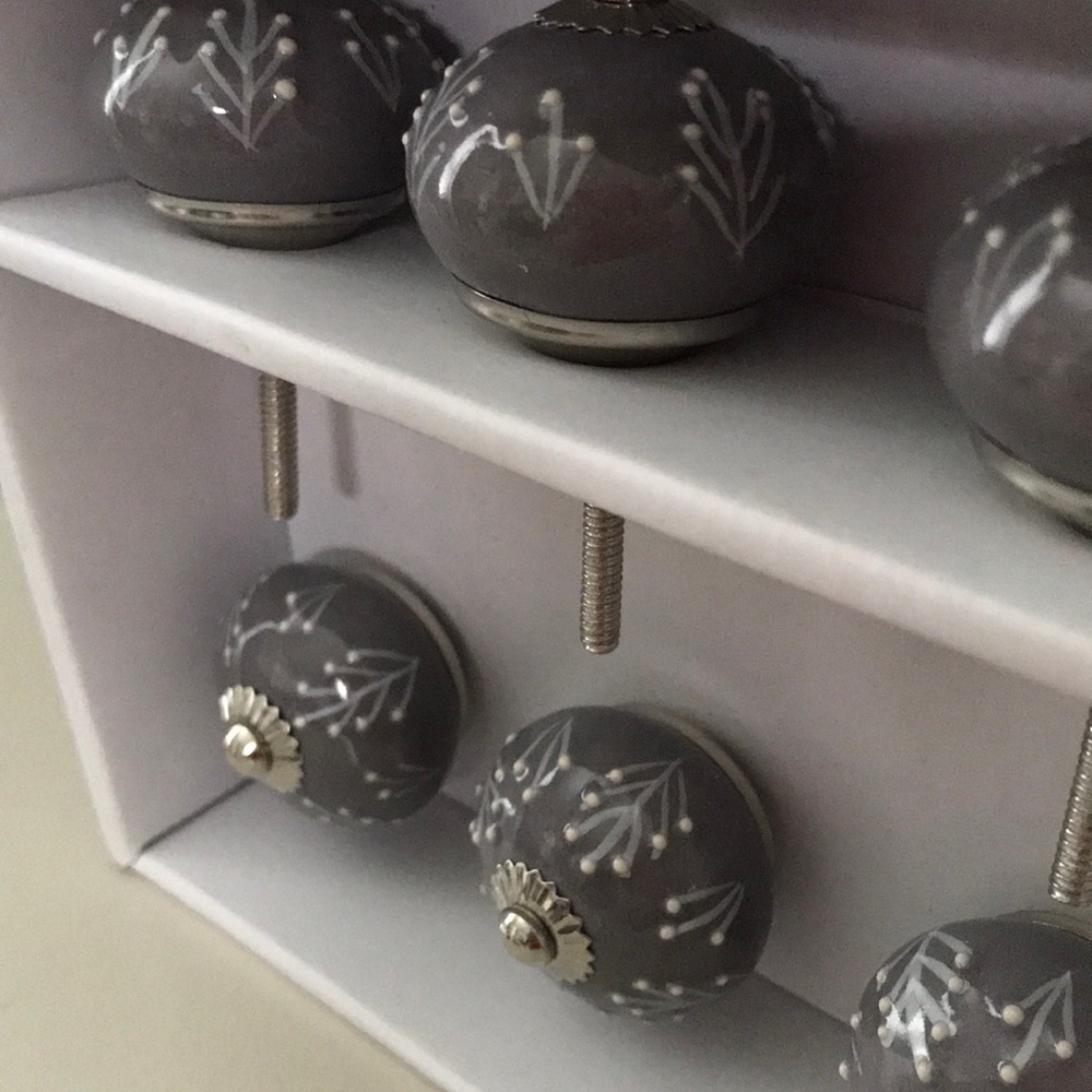 Drawer Knobs Pulls Dark Gray Ceramic Set of 6 - Picture 4 of 4